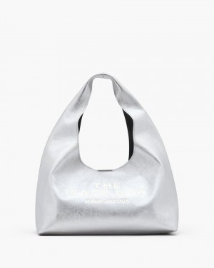 The Sack Bag Marc Jacobs The Metallic Leather Sack Bag γυναικεια ασημι | 564701GOQ