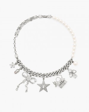 Κολιε Marc Jacobs Cats Out Of The Bag Charm Necklace γυναικεια ασημι | 846275MTH