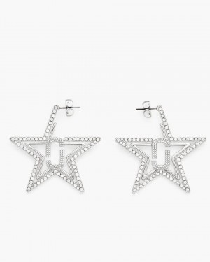 Σκουλαρικια Marc Jacobs J Marc Star Hoop Earrings γυναικεια ασημι | 491053XLV
