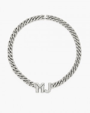 Κολιε Marc Jacobs Mj Balloon Pave Chain Necklace γυναικεια ασημι | 645702LBF