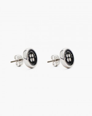 Σκουλαρικια Marc Jacobs The Button Stud Earrings γυναικεια ασημι μαυρα | 927408TCA