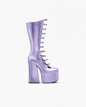 Μποτεσ Marc Jacobs The Metallic Kiki Knee High Boot γυναικεια μωβ | 568473TEF