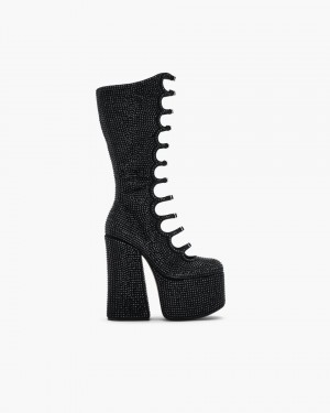 Μποτεσ Marc Jacobs The Rhinestone Kiki Knee-High Boot γυναικεια μαυρα μαυρα | 834569PXA