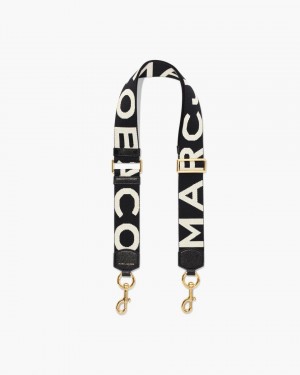 Λουράκι τσάντας Marc Jacobs The Logo Webbing Strap γυναικεια μαυρα ασπρα | 853426OHC