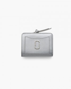 μικρά πορτοφόλια Marc Jacobs The Metallic Utility Snapshot Mini Compact Wallet γυναικεια ασημι | 846105XJK