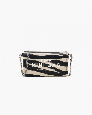 τσάντεσ χιαστί Marc Jacobs The Zebra Leather Chain Mini Bag γυναικεια μαυρα ασπρα | 013578RAZ